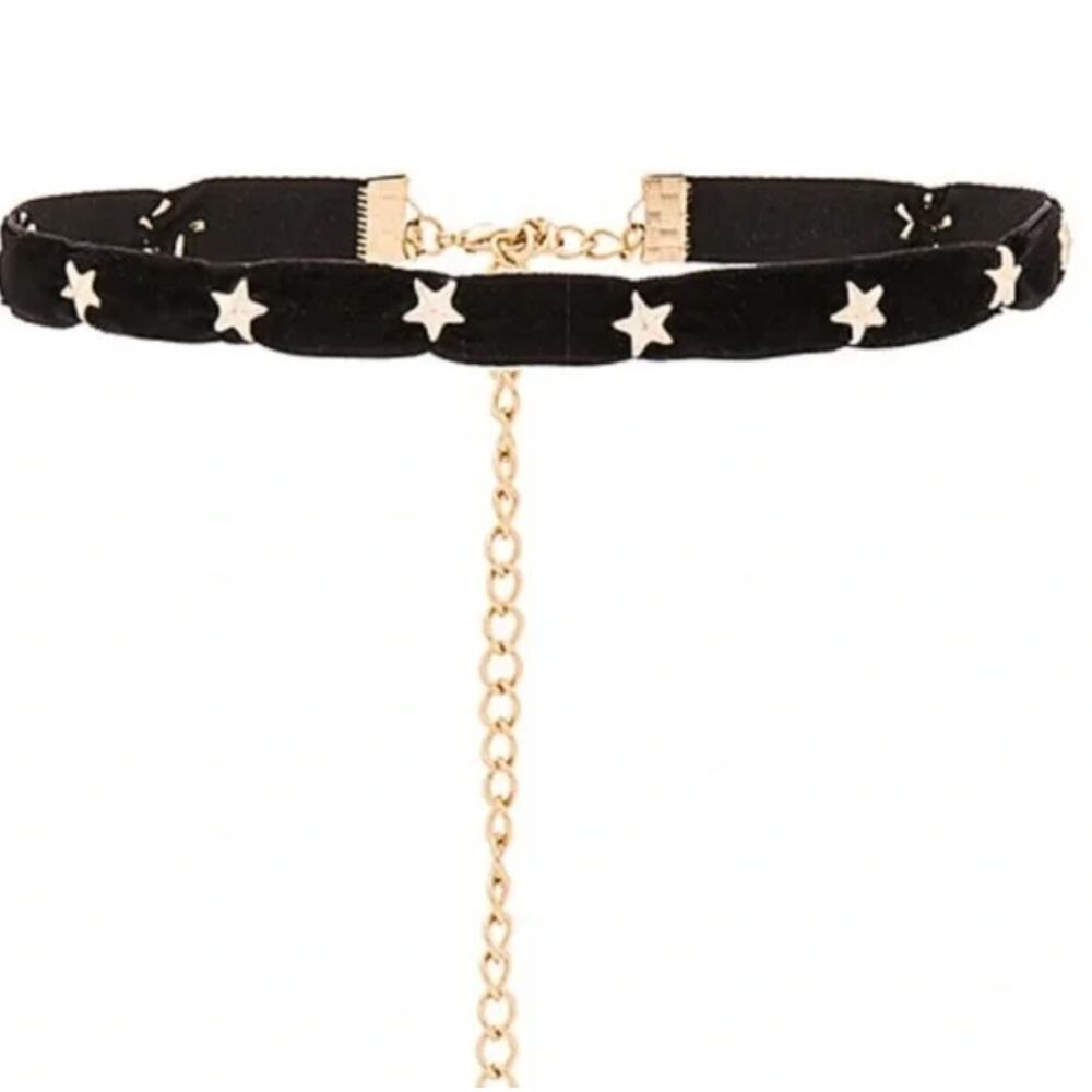 5/$25 Revolve Ettika Star‎ Choker Necklace in Black/Gold